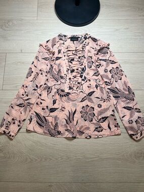 Scotch & Soda Tops Maison Scotch Floral  Lace Up Blouse Xs | Color: Peach